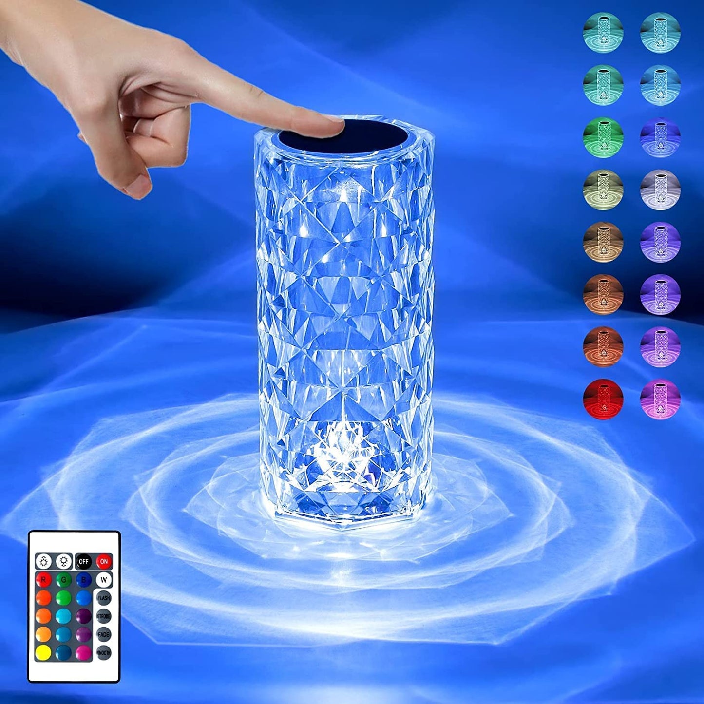 16 Colors Rose Rays Crystal Diamond Table Lamp