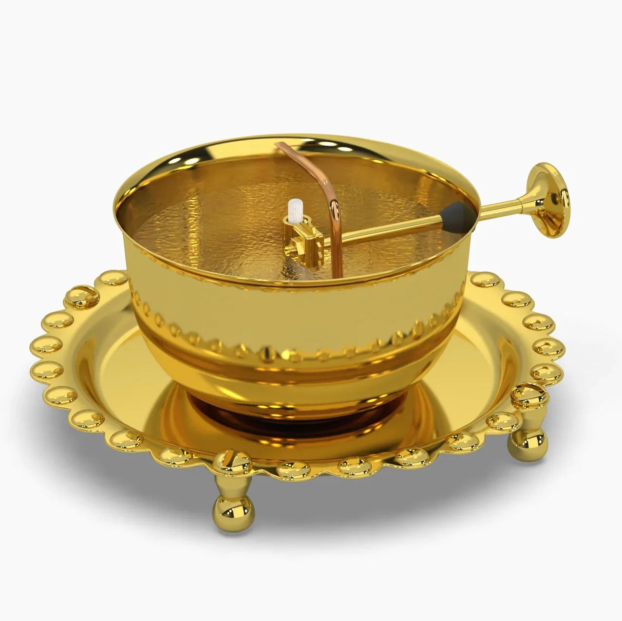 Golden Brass Akhand Jyot Diya with Adjustable Bati
